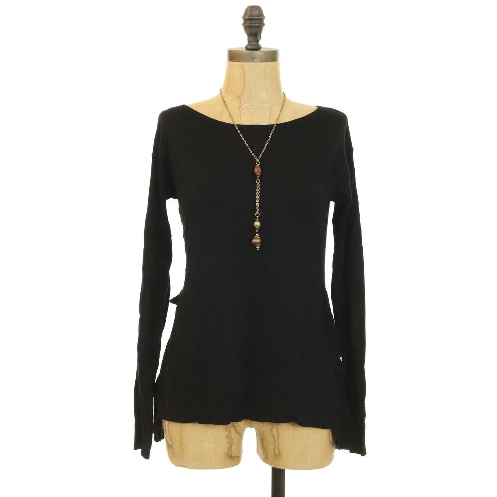 Chelsea28 Nordstrom Sweater Top Size XS Ruffle Back Black Lightweight EUC B1